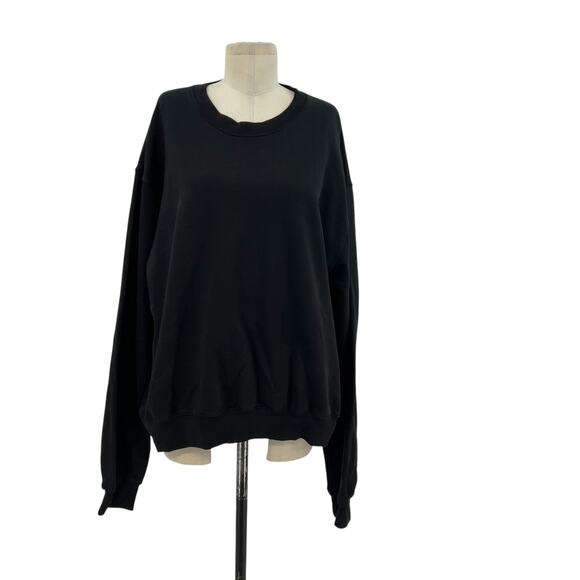 Good American Boyfriend Pullover Sweatshirt Leo Zodiac Sign Black Size 3 Large - Picture 2 of 13